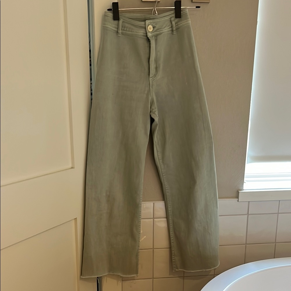 Sage Green Wide-Leg Pants